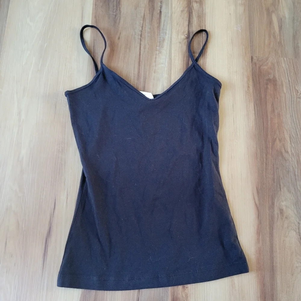 🔥 (5for$35) NWT H&M Organic Cotton Black Speghetti Strap Tank Top Size